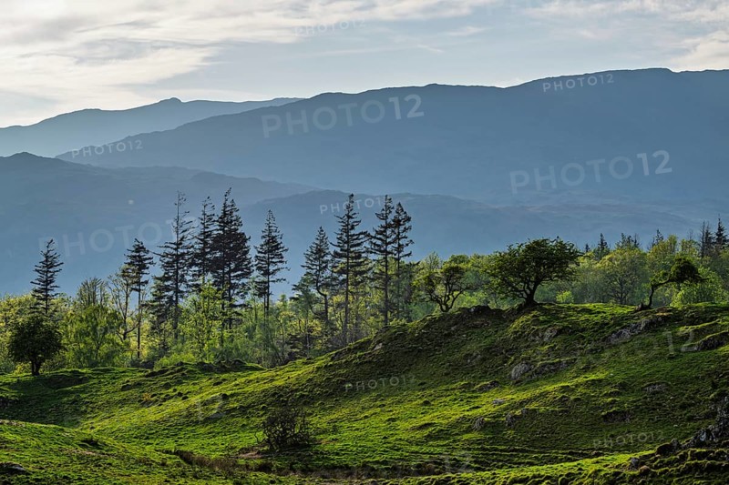 Mountains in Lake District National Park over Coniston Water, Cumbria, England, United Kingdom