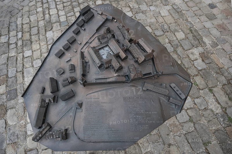 Bronze casting from Bebenhausen Monastery, overview with designations, Bebenhausen Monastery and Castle, district of Tübingen, Baden-Württemberg, Germany