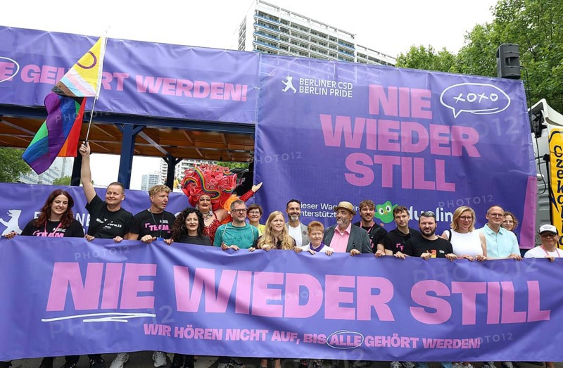 Opening of the 47th Christopher Street Day with Klaus Lederer, Cansel Kiziltepe, Saskia Esken, Josephine Ortleb, Alfonso Pantisano, Petra Pau and Omid Nouripour, among others, under the motto Never again silent in Berlin on 26 July 2025