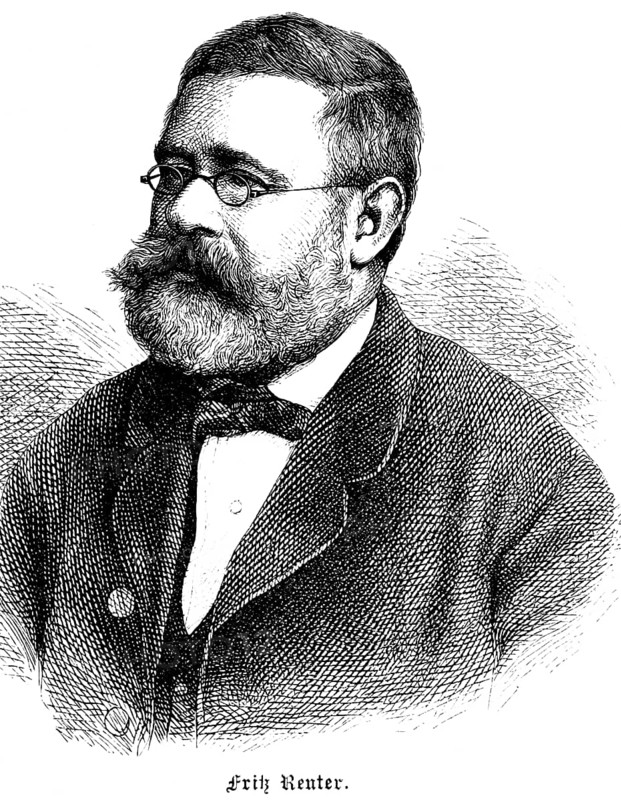 Fritz Reuter, poet and writer, Low German language and literature, portrait, Prussia, historical illustration 1896