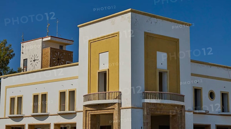 Hotel Roma, A modern building with geometric design, balconies and striking façade, Armando Bernabiti, Historicism, Rationalism, Art Deco, Rationalism, Rodolfo Petraco, Fascism, Portolago, Lakki, Leros, Dodecanese, Greek Islands, Greece