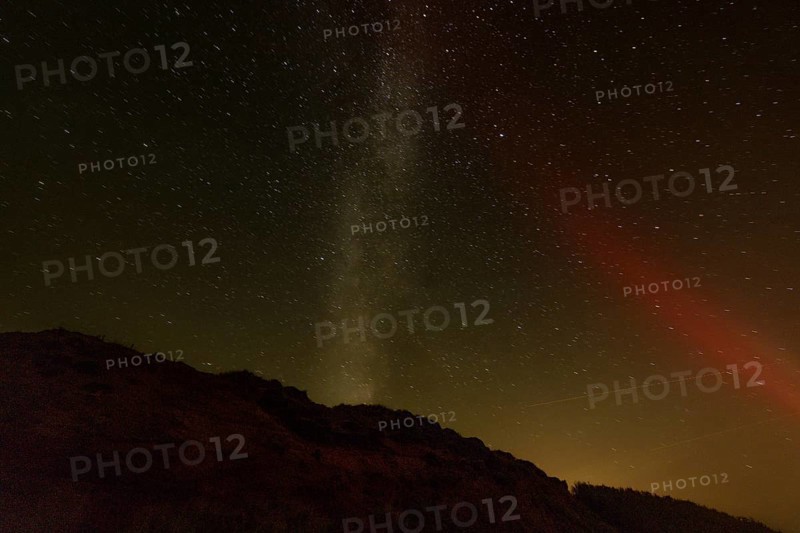 Northern Lights with Milky Way at the North Sea, Elbogen, List, Sylt, Schleswig-Holstein