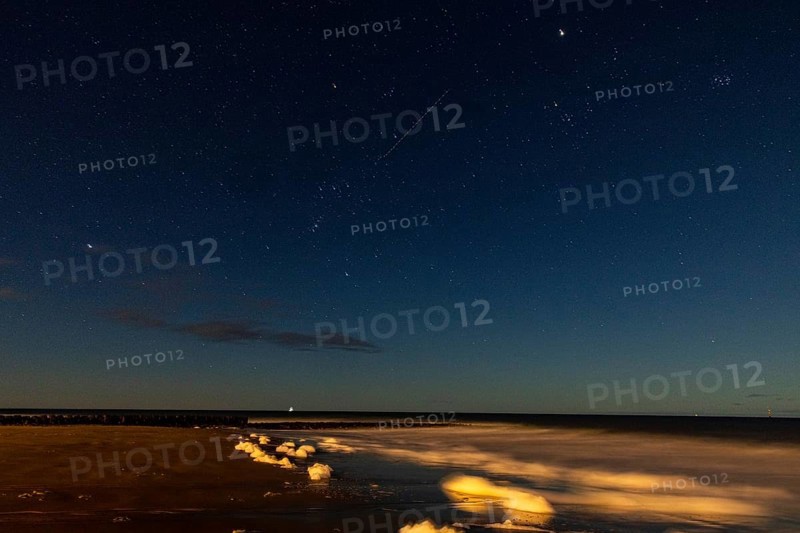 Starry sky on the beach in Westerland, North Sea, Sylt, Schleswig-Holstein