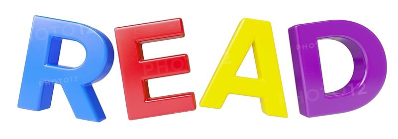 Plastic magnetic letters spelling the word read isolated on a white background