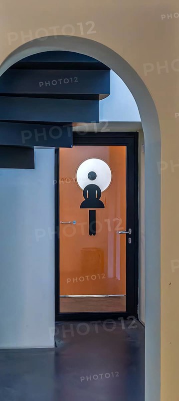 Corridor to the ladies' toilet in a public building, Berlin, Germany