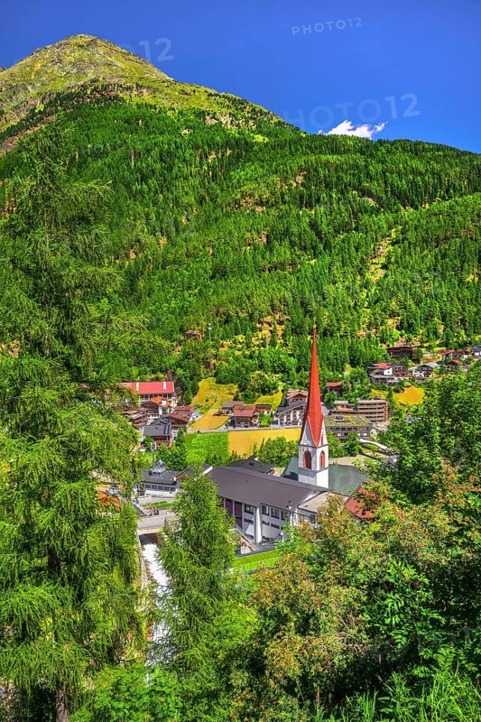 View of the village and the valley, Sölden, Ötztal, Ötztal Alps, Tyrol, Austria