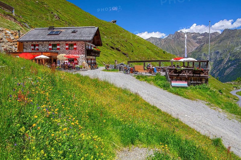 Rettenbachalm on the Ötztal Glacier Road, Sölden, Ötztal, Ötztal Alps, Tyrol, Austria