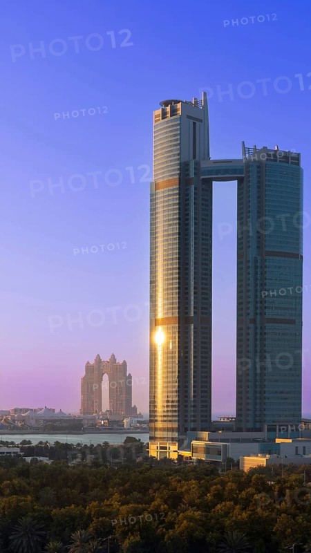 UAE, United Arab Emirates, Abu Dhabi downtown panorama and financial center skyline
