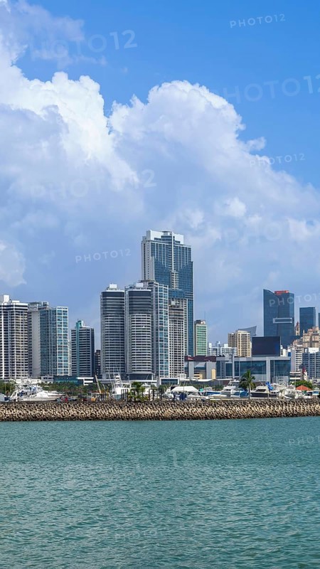 Panoramic view of skyline of Panama City downtown and financial center