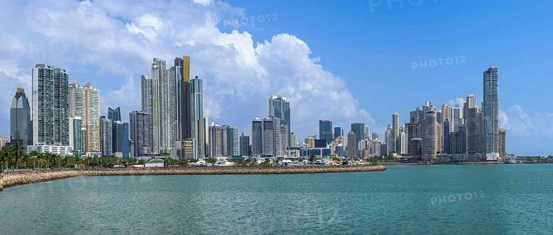 Panoramic view of skyline of Panama City downtown and financial center