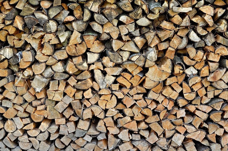 Stack with firewood, logs, structure, texture, background image, Anzing, Upper Bavaria, Bavaria, Germany