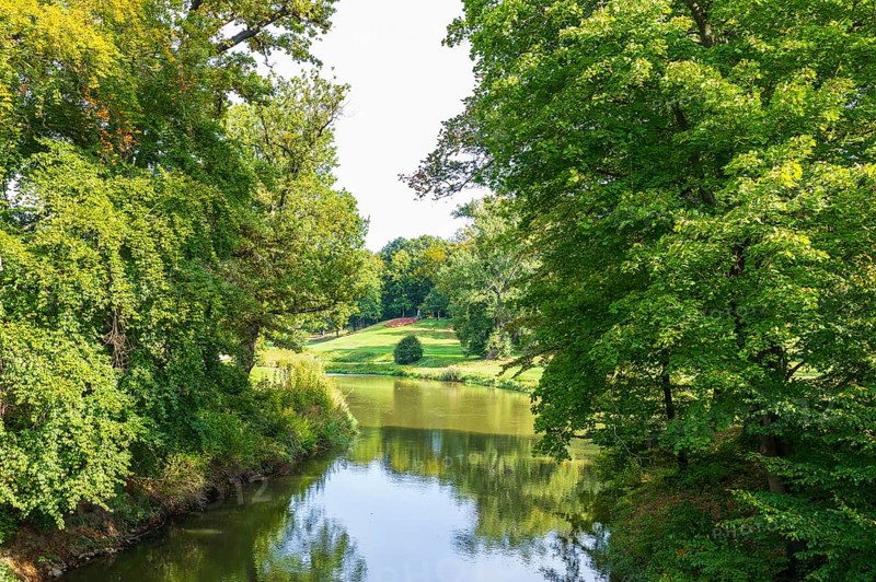 Neisse River in Muskauer Park, UNESCO World Heritage Site, Bad Muskau, Upper Lusatia, Saxony, Germany