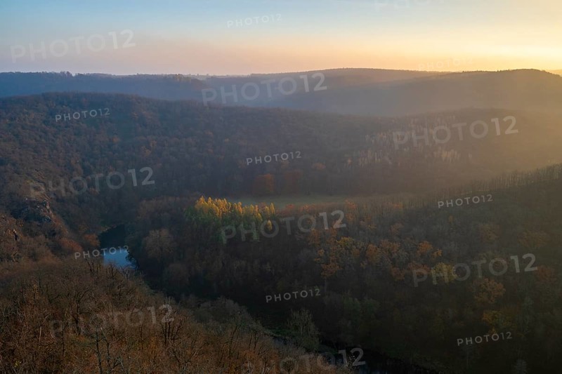 Sunrise, morning mood, autumn landscape, river loop, river Thaya, Thaya Valley National Park, Lower Austria, Austria