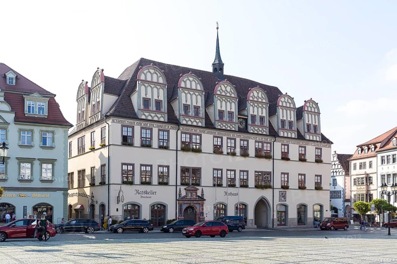 Renaissance-style town hall on the market square in Naumburg (Saale), Saxony-Anhalt, Germany