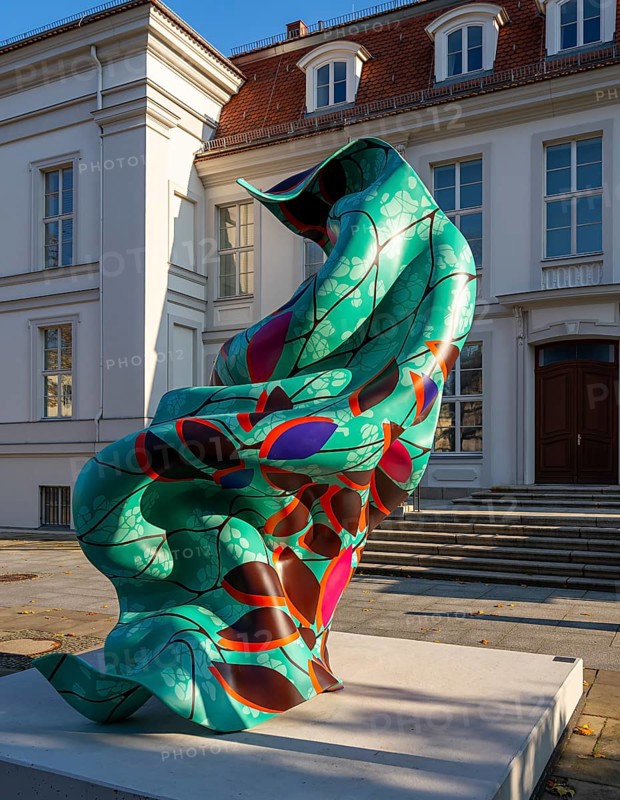 Yinka Shonibare, steel reinforcement with hand-painted fibreglass heart casting, artwork in front of the PalaisPopulaire, former Prinzenpalais Unter den Linden, Berlin, Germany