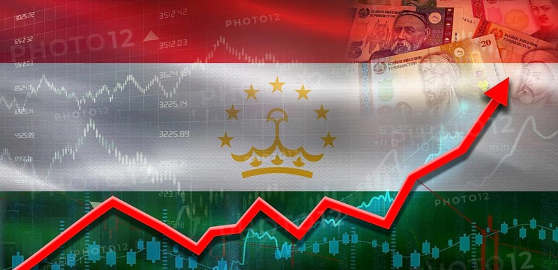 Tajikistan financial growth on market graph. Tajikistan economic growth on financial graph