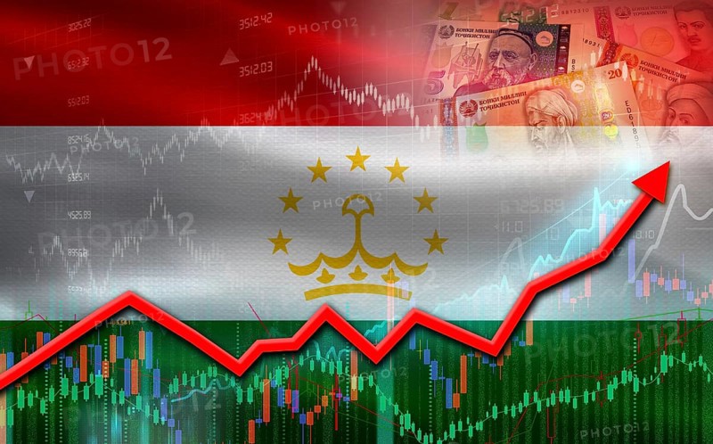 Tajikistan economic growth on financial graph. Tajikistan financial growth on market graph