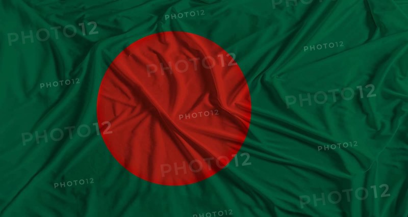 Bangladeshi flag with fabric texture background. National flag of Bangladesh with cloth texture