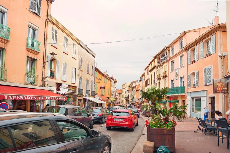 Street scene in Fréjus, Provence-Alpes-Côte d'Azur region, France