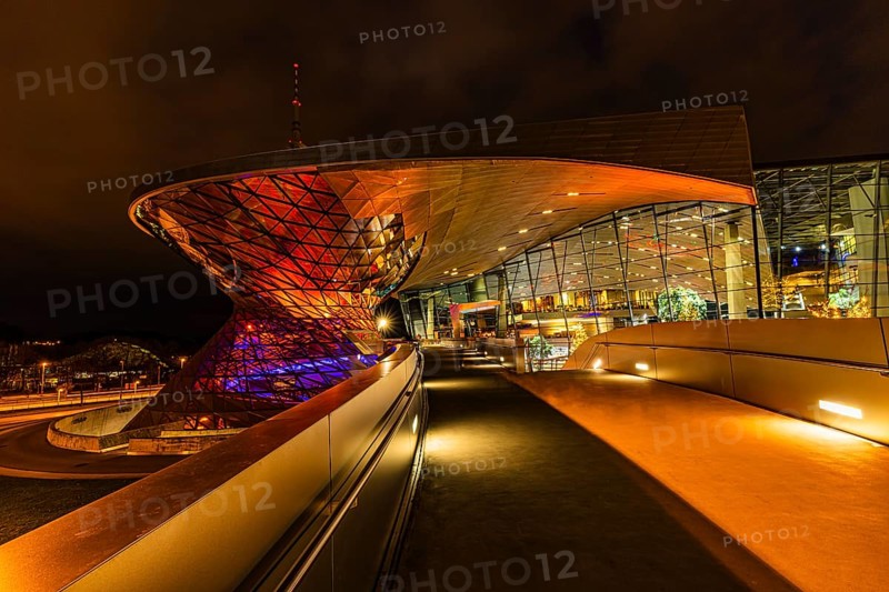 Bundbeleuchtete BMW-Welt, Petuelring, Munich, Upper Bavaria, Bavaria, Germany