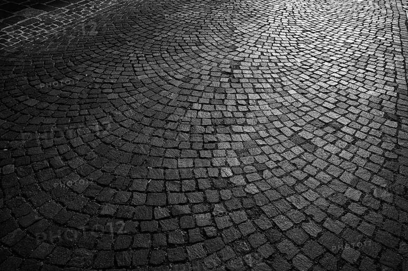 Cobblestones, street pavement, pedestrian zone, old town, Bietigheim-Bissingen, black and white, Baden-Württemberg, Germany