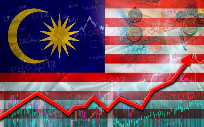 Malaysia economic growth on financial graph. Malaysia financial growth on market graph