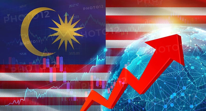 Global financial growth with Malaysia flag. Financial growth with Malaysia flag on economic background