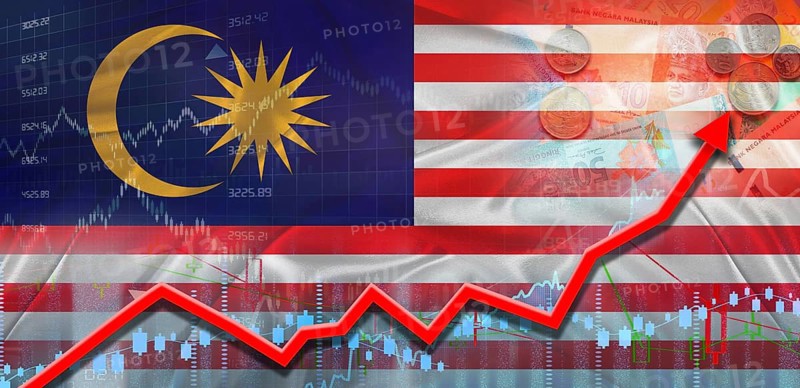 Malaysia financial growth on market graph. Malaysia economic growth on financial graph