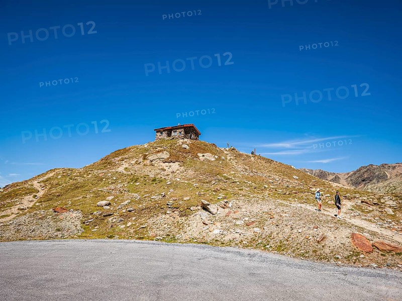 Steinerne Hütte at the Timmelsjoch rest house on the border between Austria and Italy, above Hochgurgl, Gurgl, Sölden, Tyrol, Austria