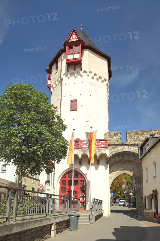 Historisches Obertor, Stadttor, Stadtturm, Braubach, Torturm, Rhineland-Palatinate, Upper Middle Rhine Valley, Germany