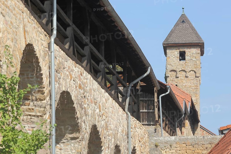 Historic City Fortification and Grey Tower, City Wall, Kirchheimbolanden, Rhineland-Palatinate, Germany