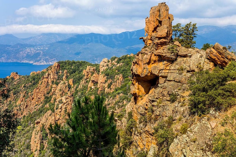Calanche, bizarre rock formations 400 m above sea level, UNESCO World Heritage Site, Corsica, Piana, Corsica, France