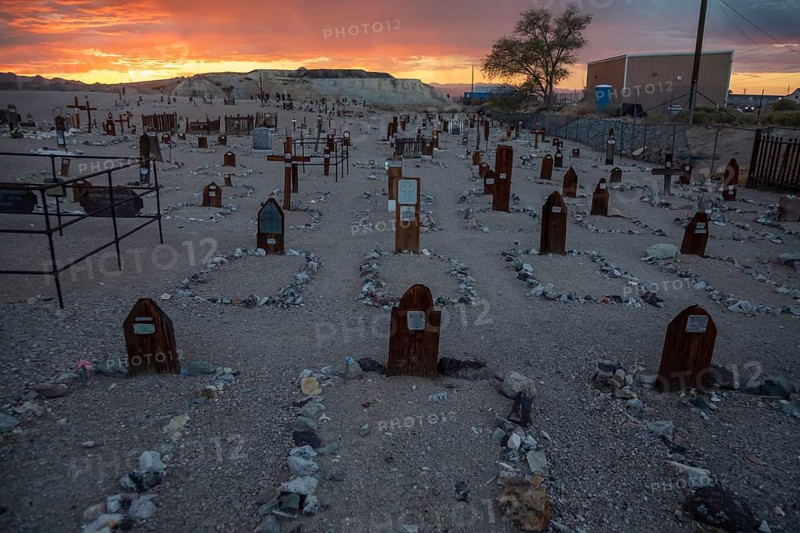 Tonopah, Nevada - Old Tonopah Cemetery at sunset