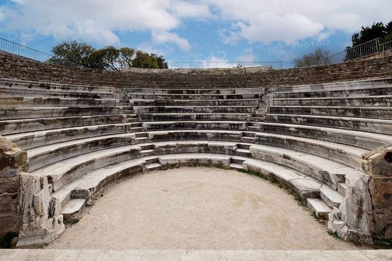 Odeon of Kos, small theatre, reconstruction, originally built probably in the 2nd century AD, designed for 750 visitors, city of Kos, island of Kos, Dodecanese islands, Greece
