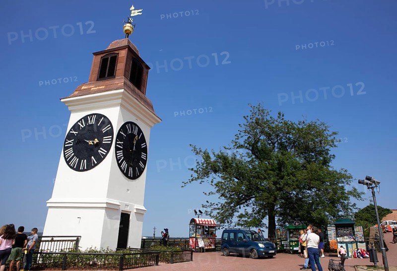 Clock Tower or Tipsy Clock, Petrovaradin or Petrovaradin Fortress, Novi Sad, Vojvodina Province, Serbia