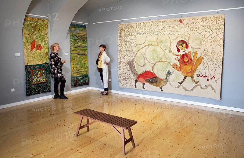 Woven carpet exhibition at Atelier 61, Petrovaradin Fortress or Petrovaradin, Novi Sad, Vojvodina Province, Serbia
