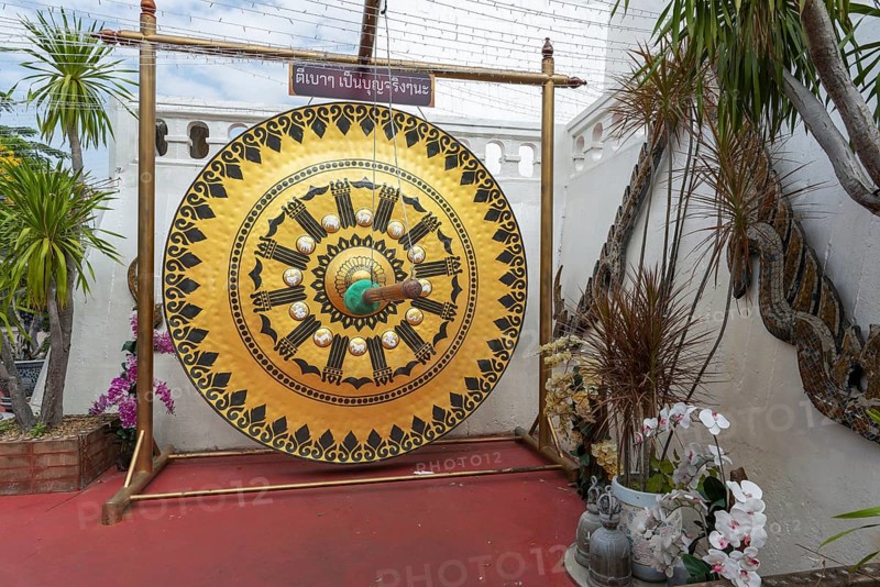 Temple gong (also Victory Gong or Luck Gong), when climbing to Wat Saket (Golden Mount) in the Pom Prap Sattru Phai district, Bangkok, Thailand