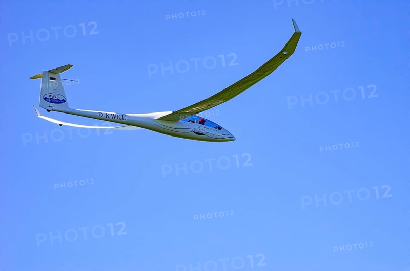 A Schempp-Hirth Arcus E motor glider, registration D-KWKU, during a screening as part of an air show at the Fliegerbergfest of the Rossfeld Luftsportverein in Metzingen-Glems, Baden-Württemberg, Germany, for editorial use only
