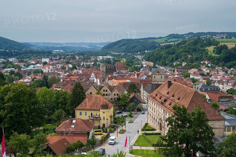 View of the city from Rosenberg Fortress, Upper Franconia, Franconia, Bavaria, Germany