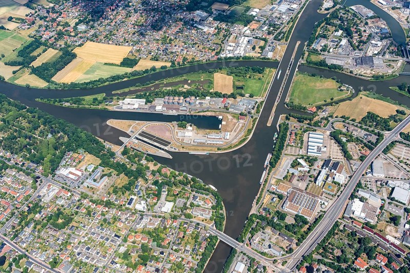 Wasserstraßenkreuz, Minden, Mittellandkanal, trough bridge, Weser, inland shipping, logistics, Lower Saxony