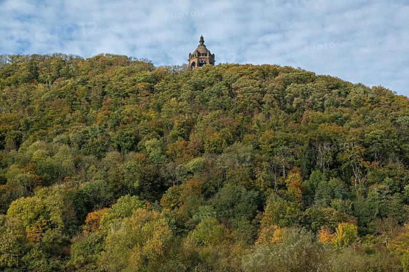 Mountain, forest, Kaiser-Wilhelm-Denkmal, Porta Westfalica, North Rhine-Westphalia, Germany