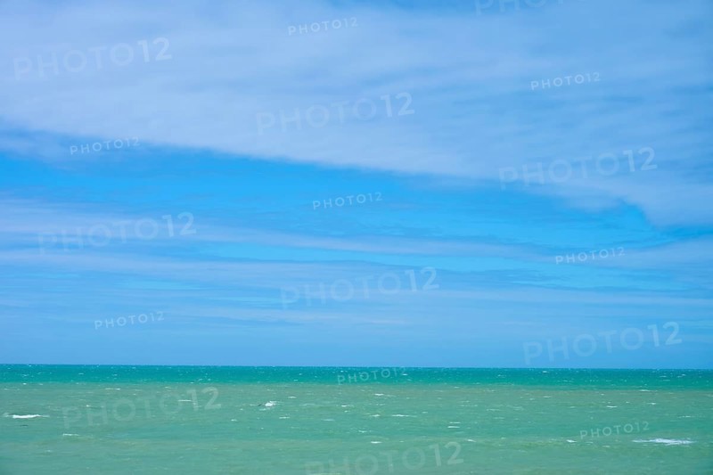 Wide sea under clear blue sky, Tuhawaiki Point Lighthouse or Jack's Point Lighthouse, Scarborough, Timaru, South Island, New Zealand