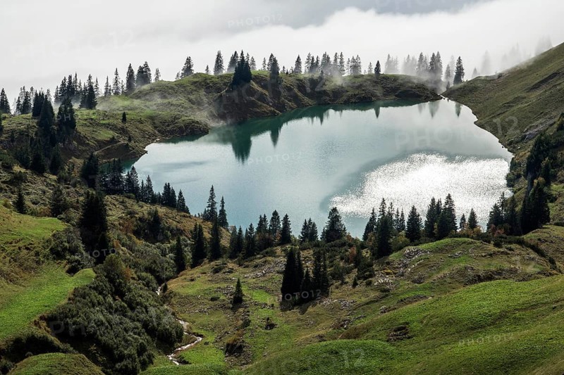 Seealpsee, Allgäu Alps, Nebelhorn, Oberstdorf, Oberallgäu, Allgäu, Bavaria, Germany