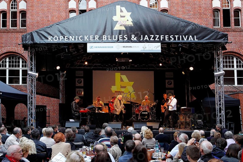 Klaus Doldinger died on 16.10.2025, archive recording Klaus Doldinger, musician, D, jazz, Passport Today, tour 2012, 17th Köpenicker Blues & Jazz Festival, performance open air, 20.07.2012, Rathaushof Köpenick, Berlin < english> Klaus Doldinger, musician, GER, jazz, performing 20.07.2012 in Berlin, Germany