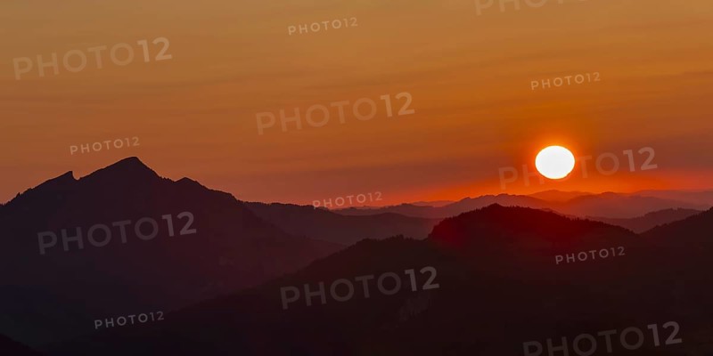 Sunset from Zeigersattel am Nebelhorn, 2224m, Allgäu Alps, Allgäu, Bavaria, Germany
