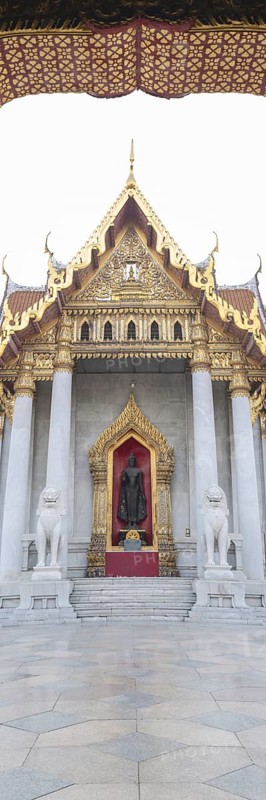 Marble temple, made of Carrara marble, Wat Benchamabopit, back of Ubosot, Buddhist temple in the Dusit district, Bangkok, central Thailand, Thailand