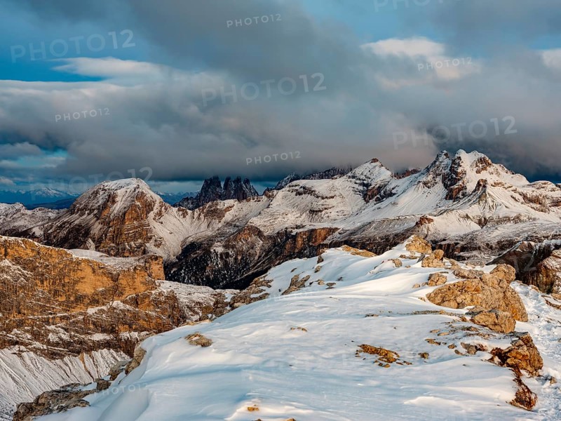 Puez Group and Geisler Peaks with fresh snow, Puez-Geisler nature park Park, Dolomites, Trentino, South Tyrol, Italy