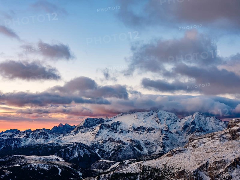 Marmolada with fresh snow, Dolomites, Trentino, South Tyrol, Italy
