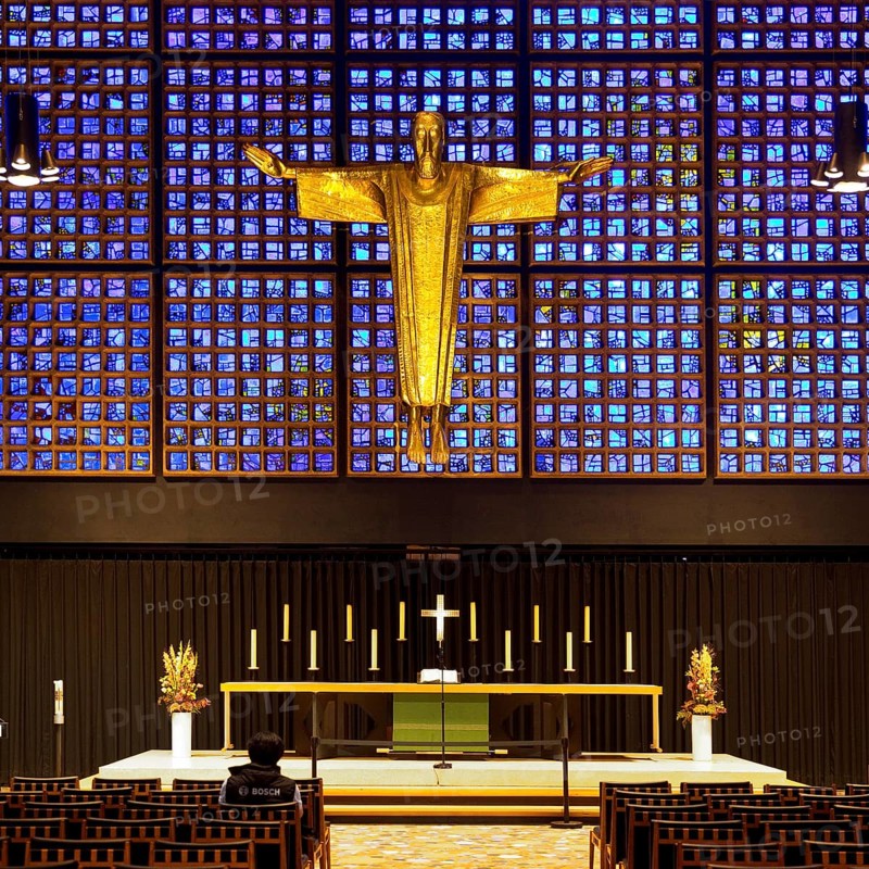 Kaiser Wilhelm Memorial Church, interior of the New Church with Resurrection Christ, Berlin, Germany