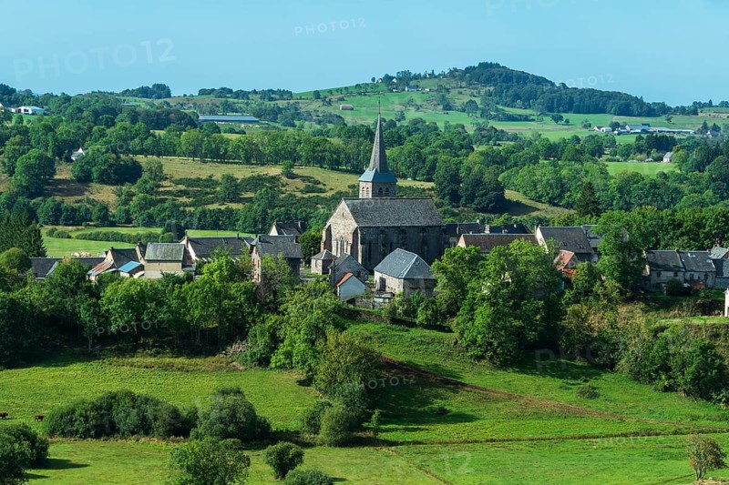 Village of Chastreix in Auvergne Volcanoes Regional Park. Puy de Dome. Auvergne Rhone Alpes. France